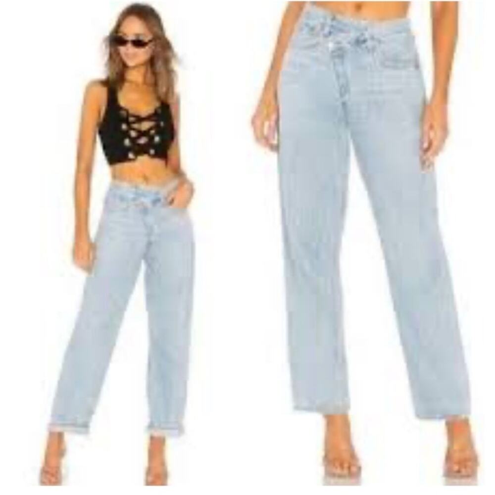 AGOLDE Criss Cross Upsized Jean Loose Fit‎ High Rise Straight Leg Blue Womens 25